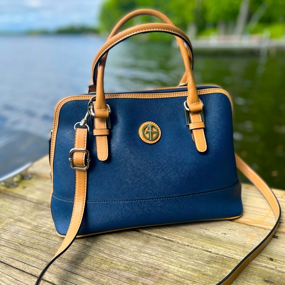 Giani Bernini Handbags - Giana Bernini Navy Blue With Silver Accent Crossbody Purse